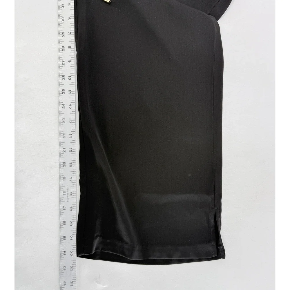 Michael Kors Black Wide Leg Drawstring Pants Gold MK Logo‎ Aglets Womens Small